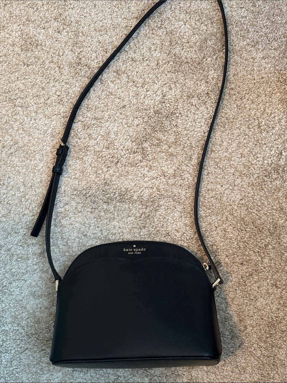 kate spade black dome crossbody with gold logo